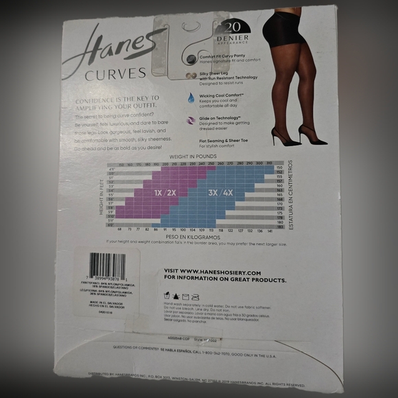 Hanes Curves silky Sheer Control Top pantyhose - Picture 2 of 2